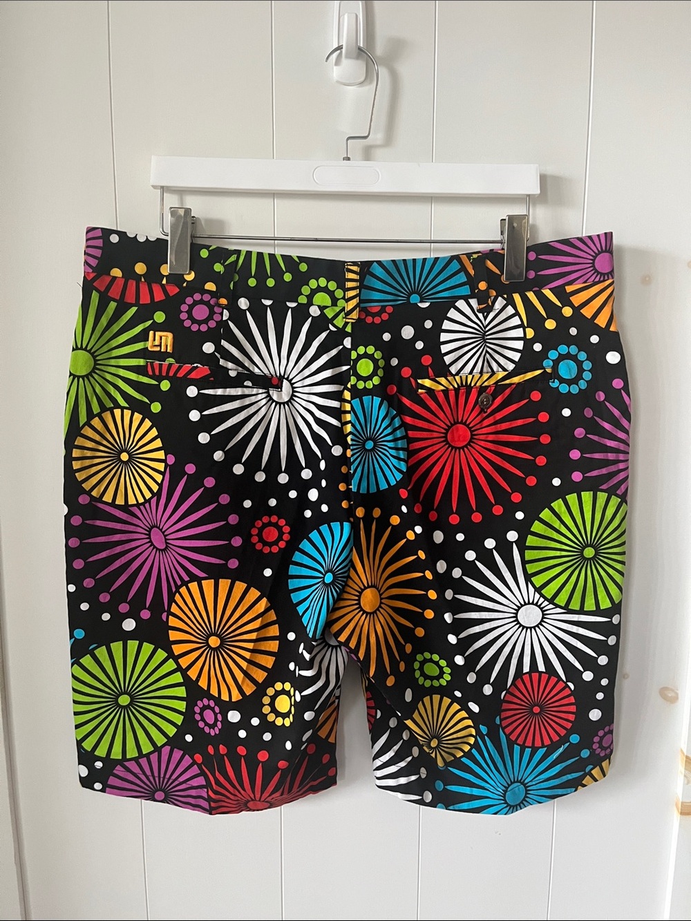 Loudmouth Men's Black Shorts with Multicolor Firework Print